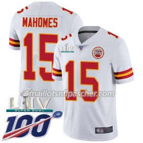 Maillot Kansas City Chiefs Patrick Mahomes 15 Nike Blanc 100th 2020 Super Bowl LIV - Homme